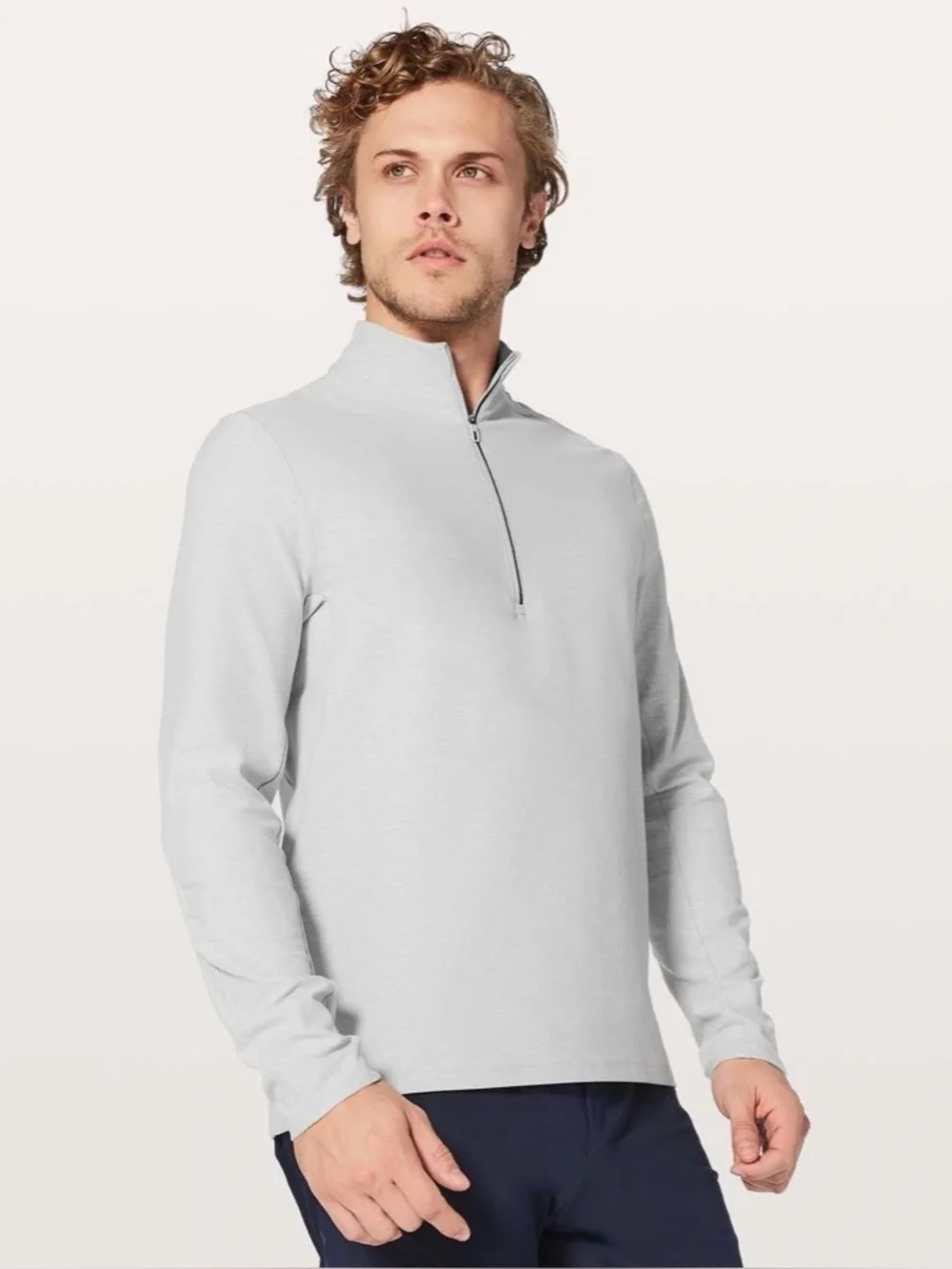 Lululemon Men’s Surge Warm 1/2 Zip Heathered Sea Salt, Size S